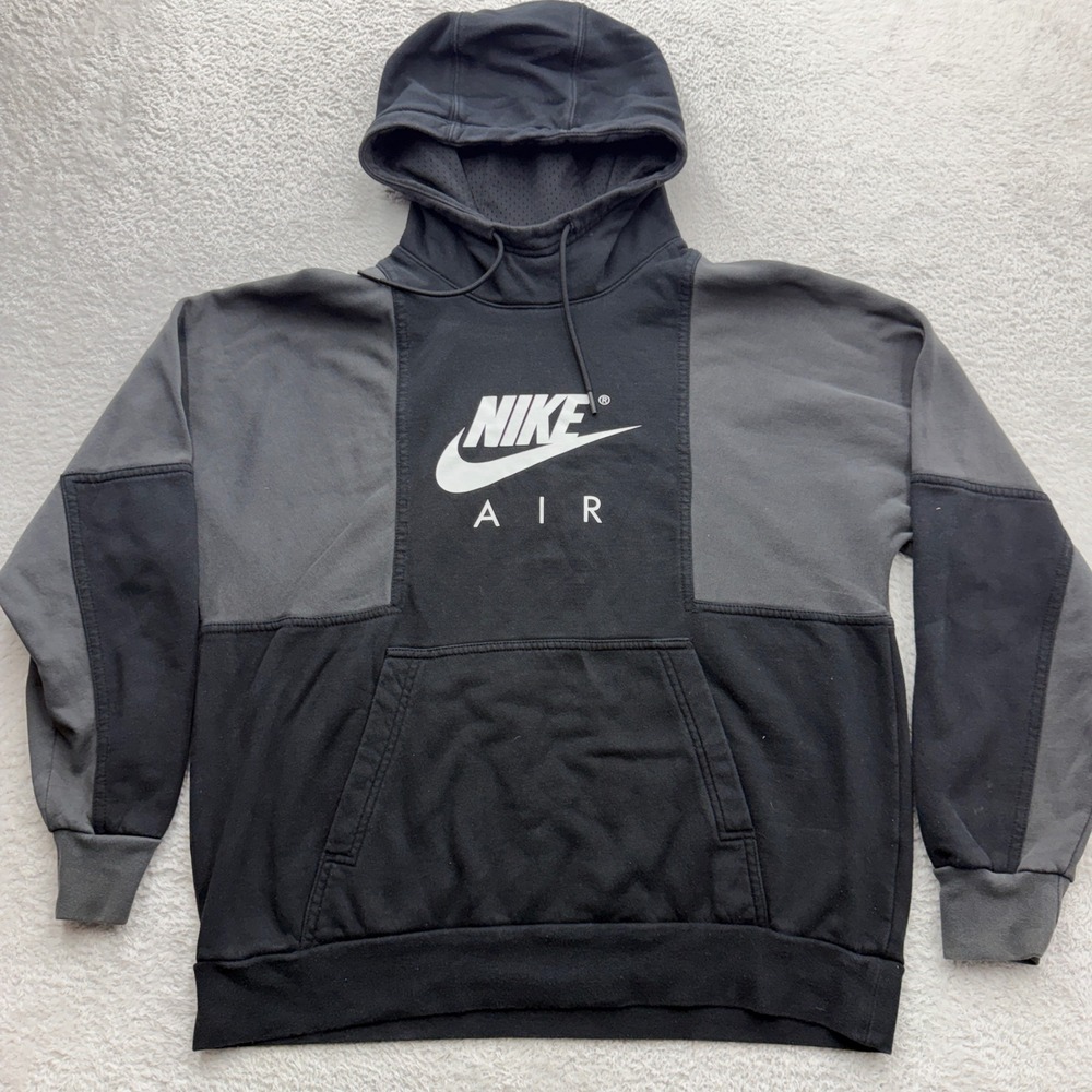 Nike Air Mens Colorblock Hoodie Black Grey Get Over Your Fear Of Heights Large